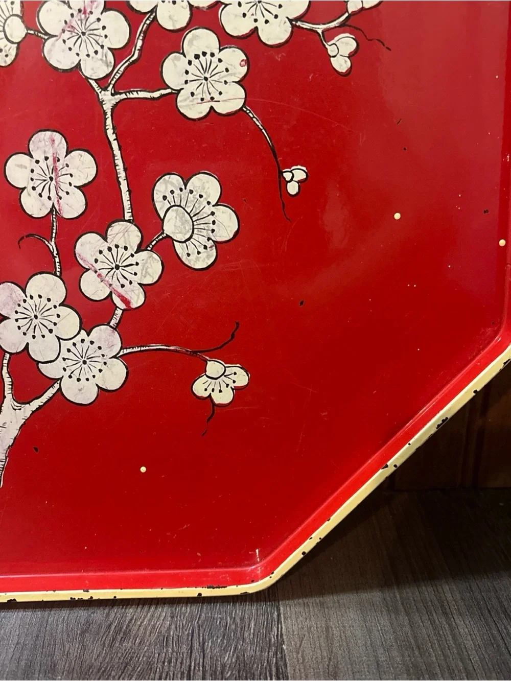 Red Floral Octagonal Wall Tray - Brand